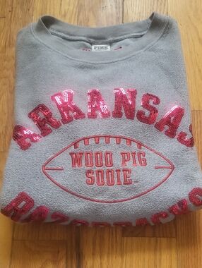 Victoria's Secret Gray Crewneck with Pink Sequin Details Soft and light weight